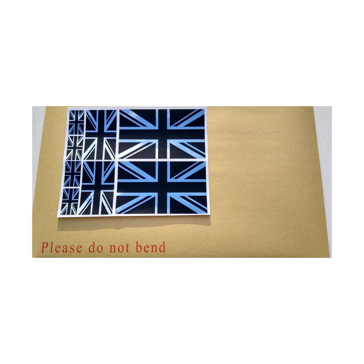 8 x Union Jack British Flag Stickers polished mirror Silver and gloss Black .